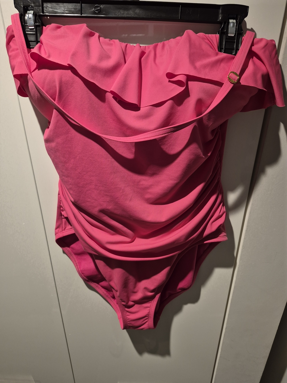 Bleu Rod Beattie Hot Pink Off-Shoulder One-Piece Swimsuit